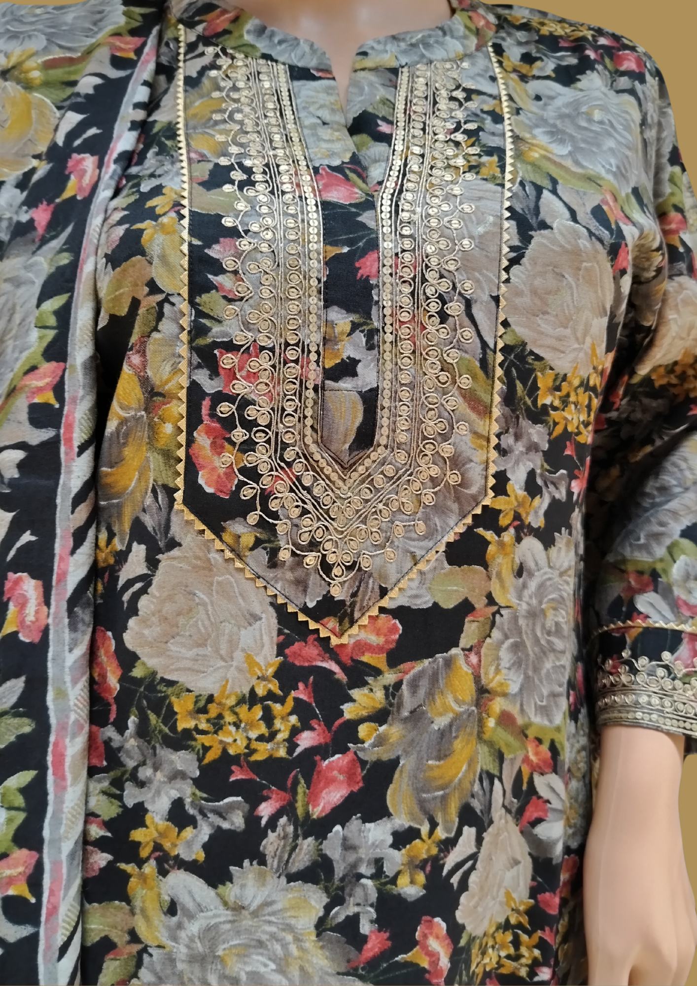 Elegant Cotton Muslin Embroidered Suit-1102