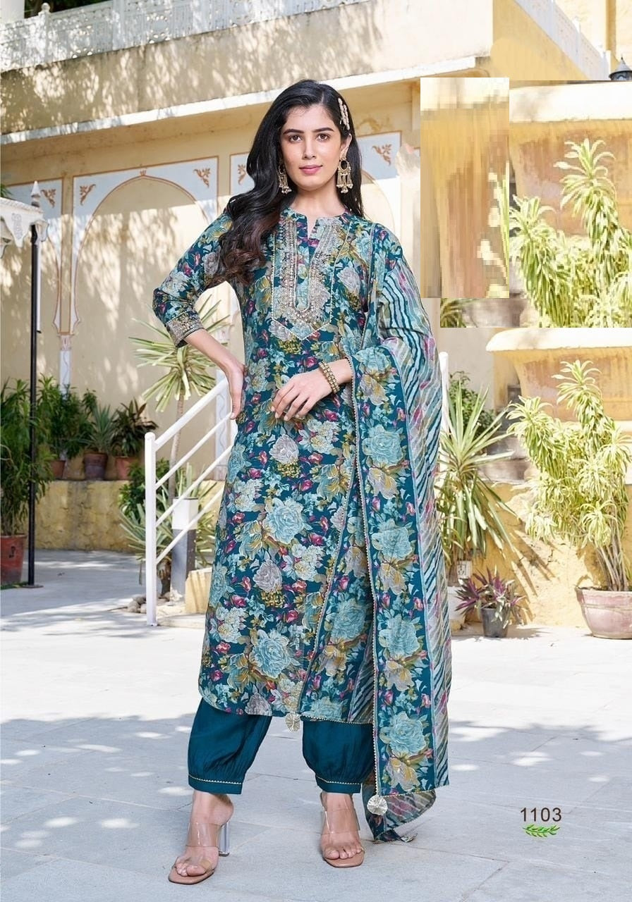Elegant Cotton Muslin Embroidered Suit-1103