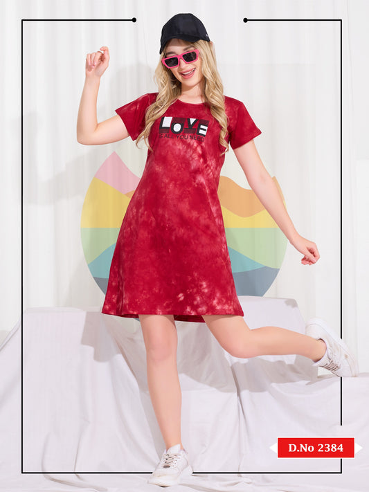 Tie Dye Printed Short Nighty-2422