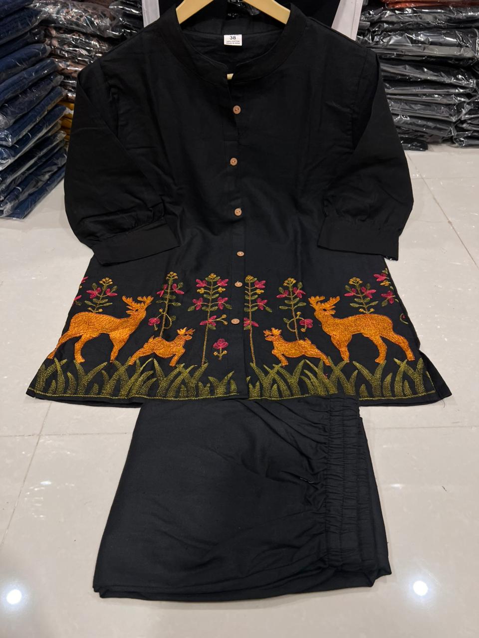 Jaipuri Cotton Embroidery Cord Set-1008