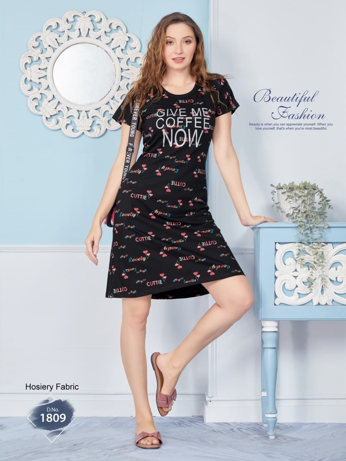 Women's Trendy Short Night Dress-1809