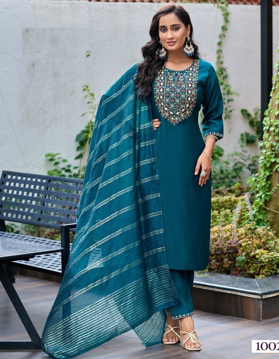 Women Roman Silk Suit Set-1002