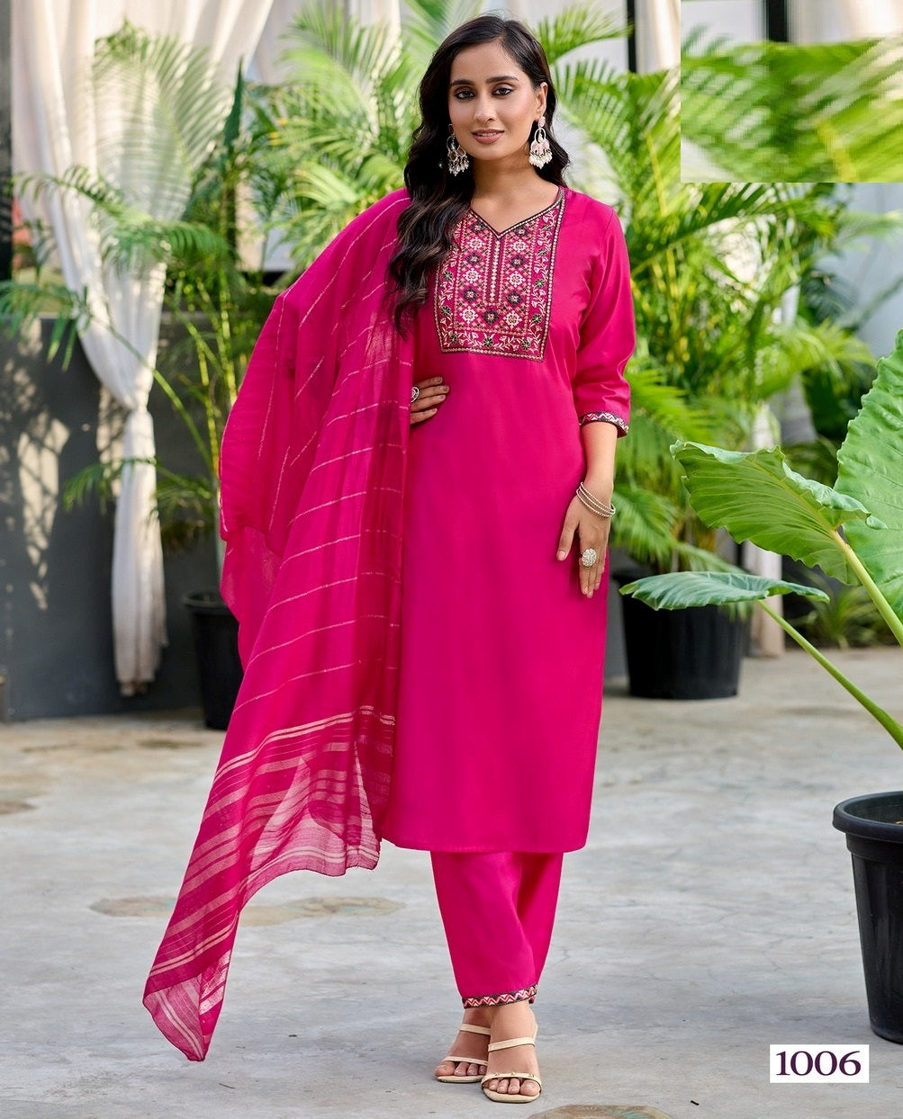 Women Roman Silk Suit Set-1006