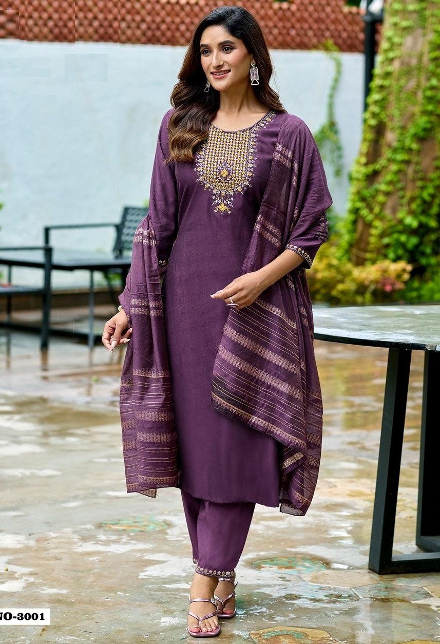 Women Vertical Silk Suit Set-3001