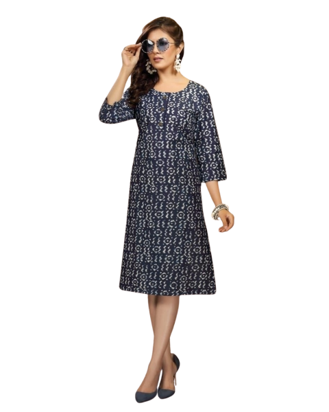 Blue Batik Print Cotton Latest Women Clothing Long Kurtis for Women