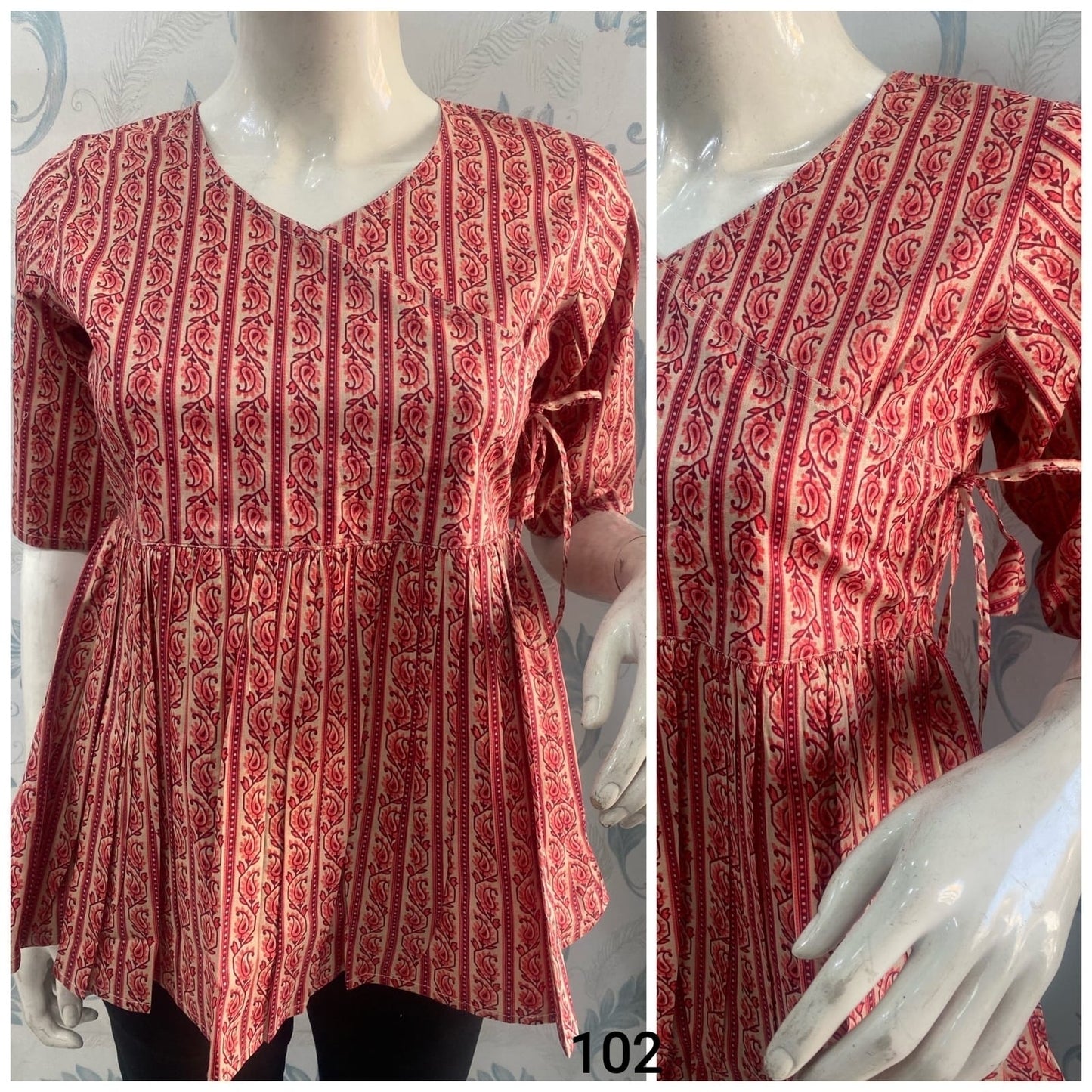 Red Printed Cotton Top