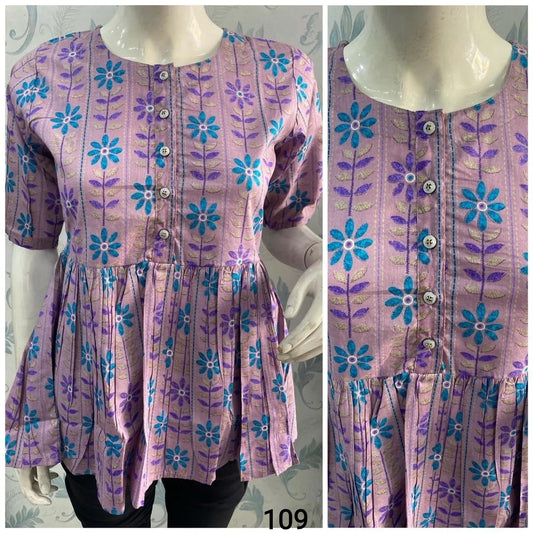 Purple Printed Cotton Top