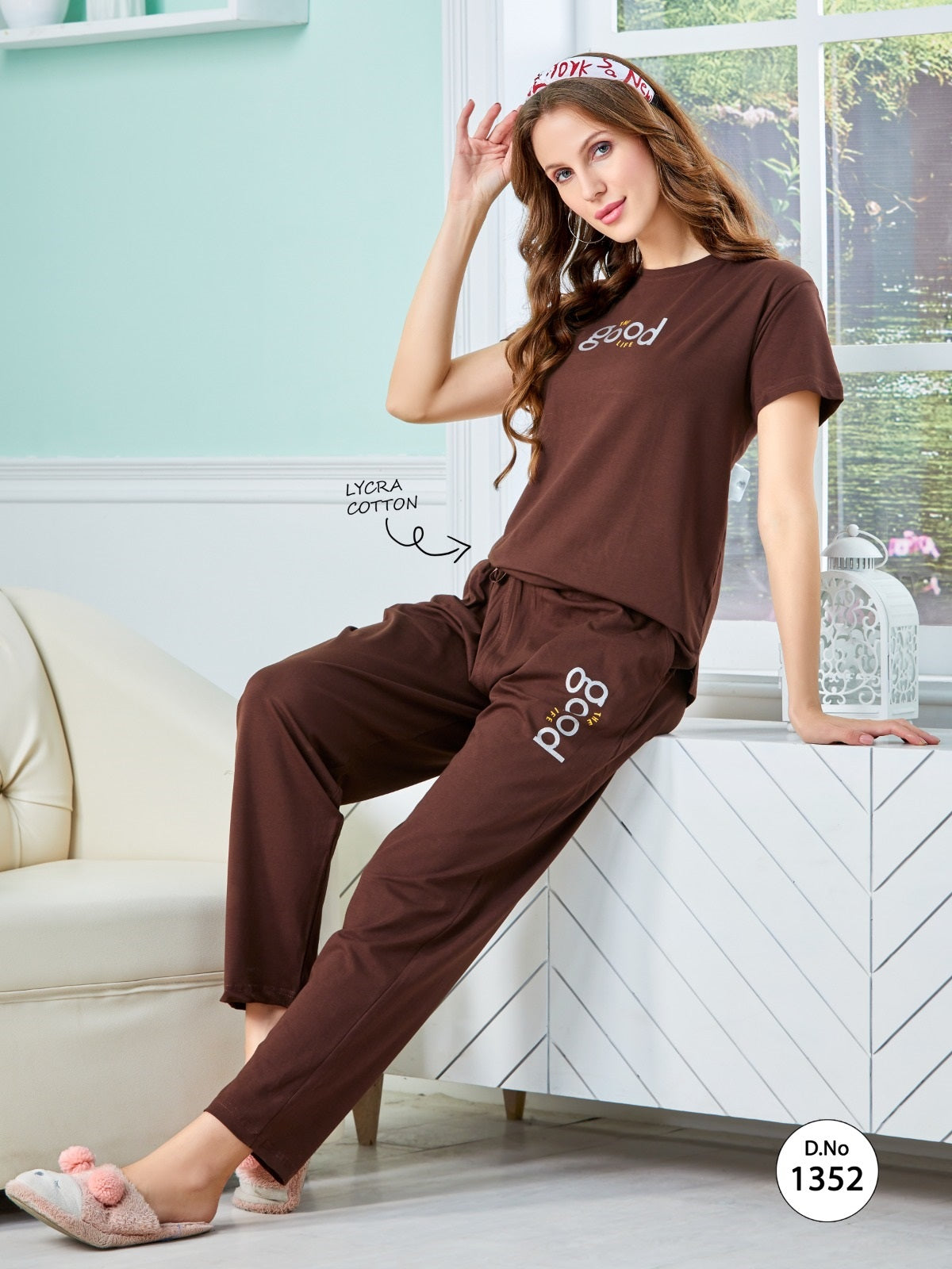 Coffee Brown Cotton Lycra Tracksuit