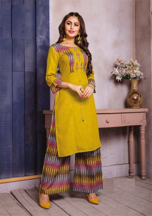 Green Kurta & Printed Palazzo