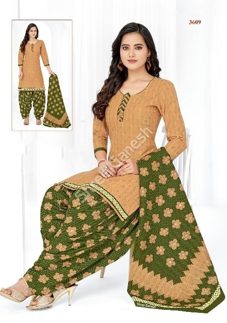 Golden & Green Classic Cotton Ready to Wear Suit