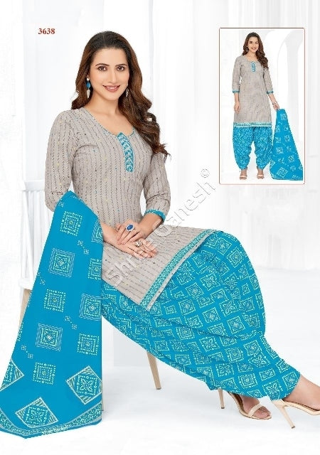 Deep Sky Blue Classic Cotton Ready to Wear Suits