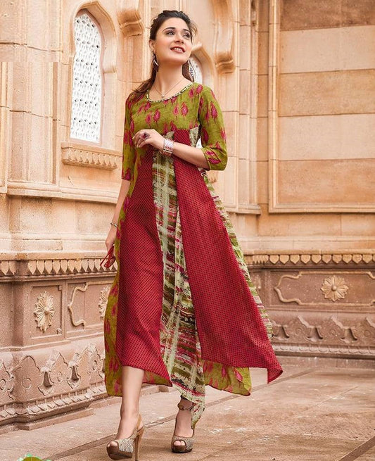 Georgette A-line Kurti-3010