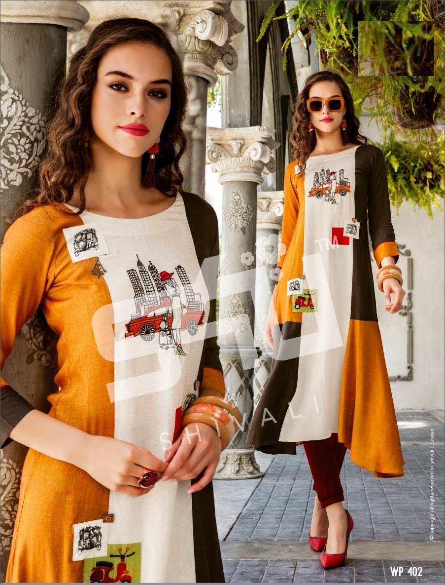 Offwhite Kurti with Fancy Embroidery