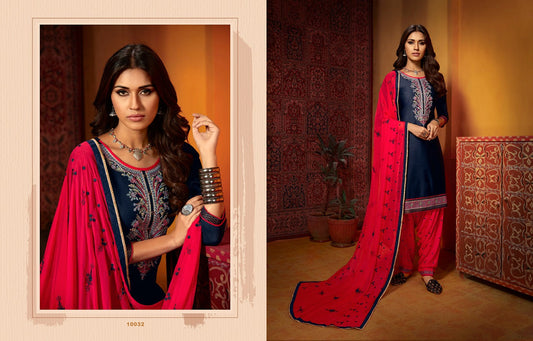 Blue & Pink Embroidery work Punjabi Suit