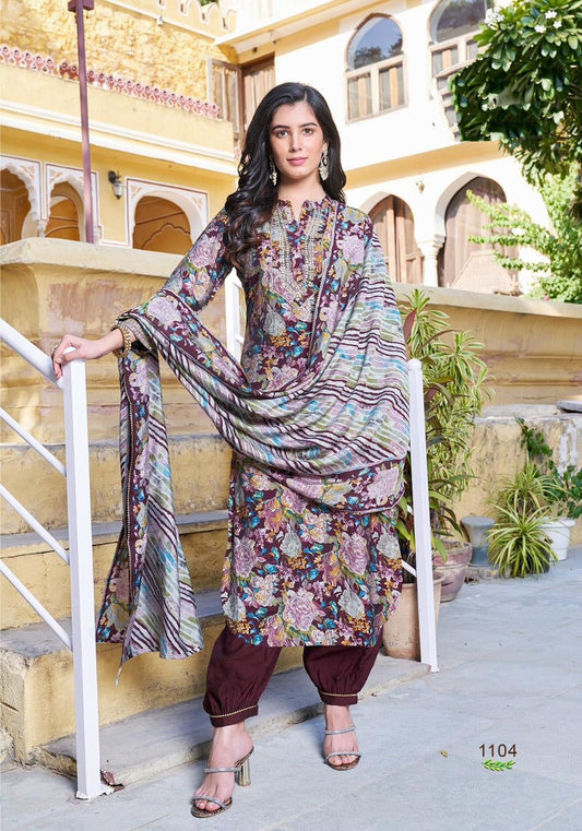Elegant Cotton Muslin Embroidered Suit-1104